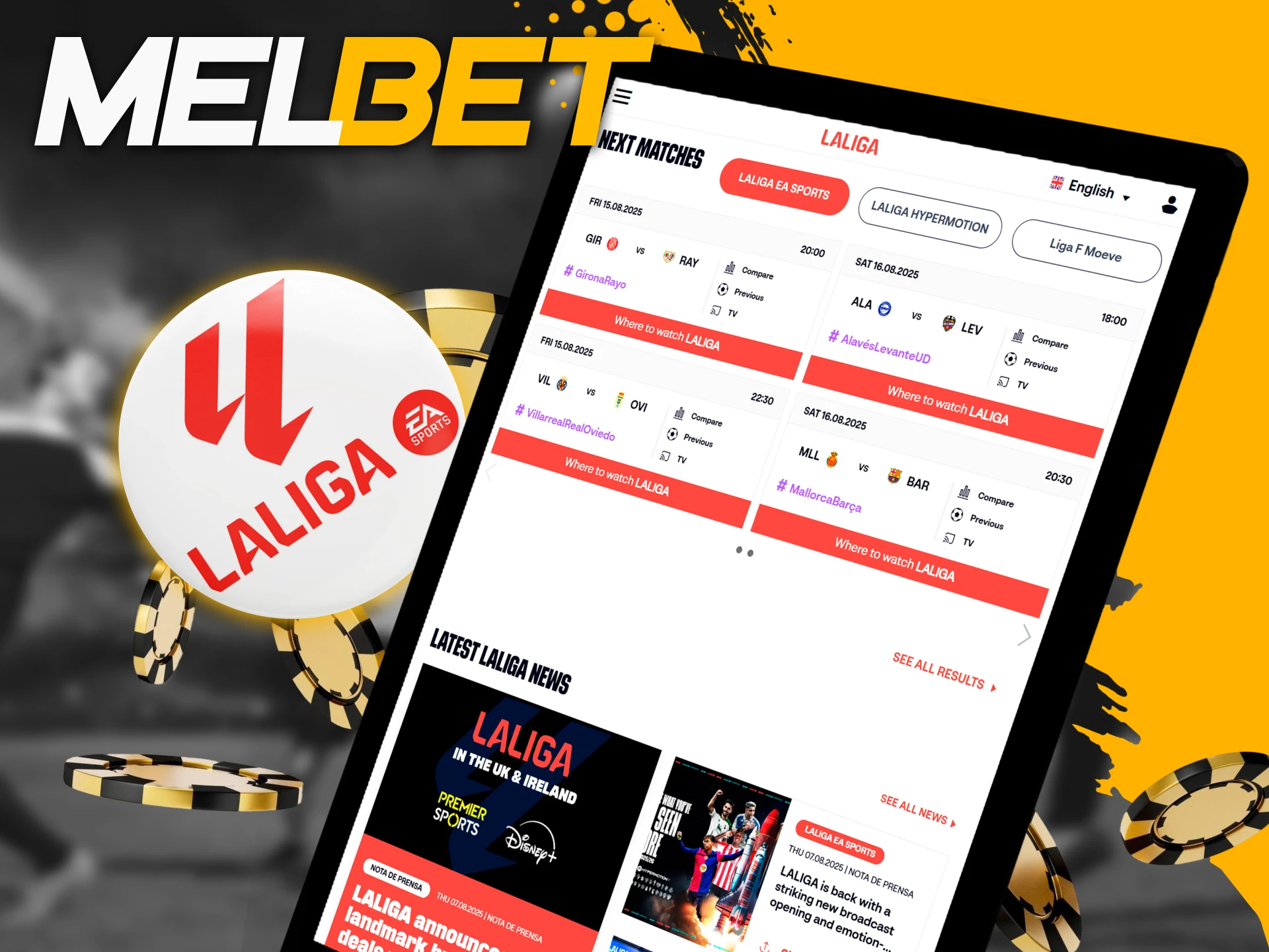 Melbet partners with La Liga to offer exclusive football betting and promotions.
