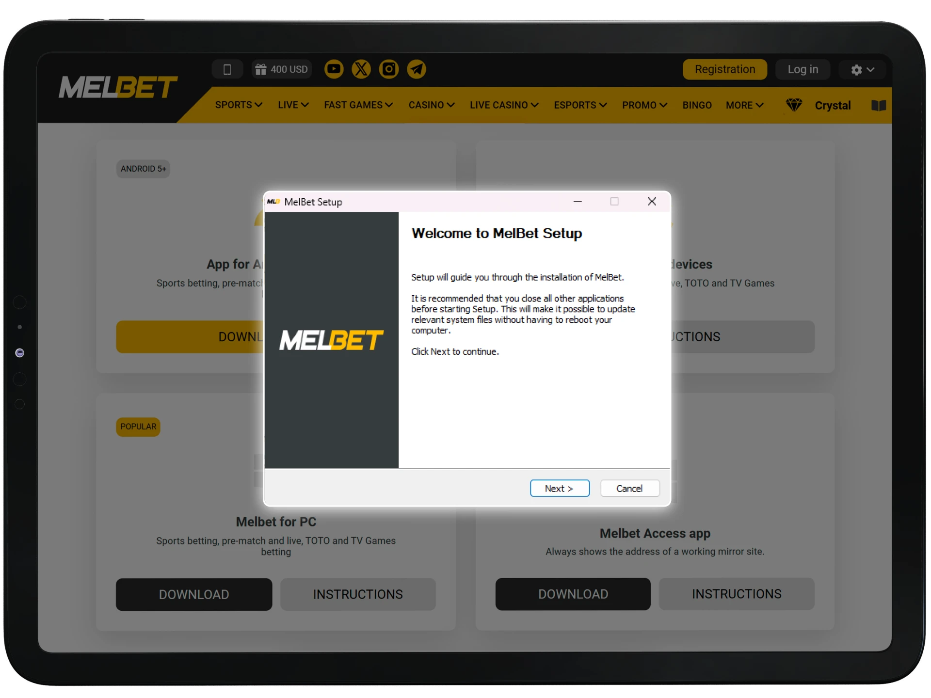 Open the Melbet installer file to begin setup and complete installation on your PC.