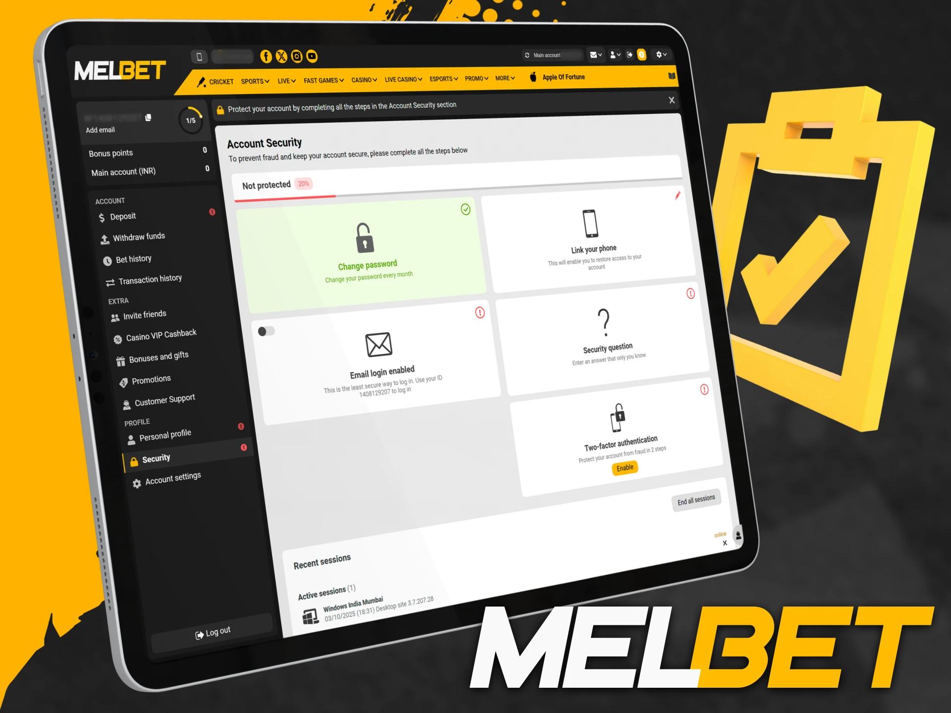 Verify your Melbet account with ID documents to withdraw winnings safely.